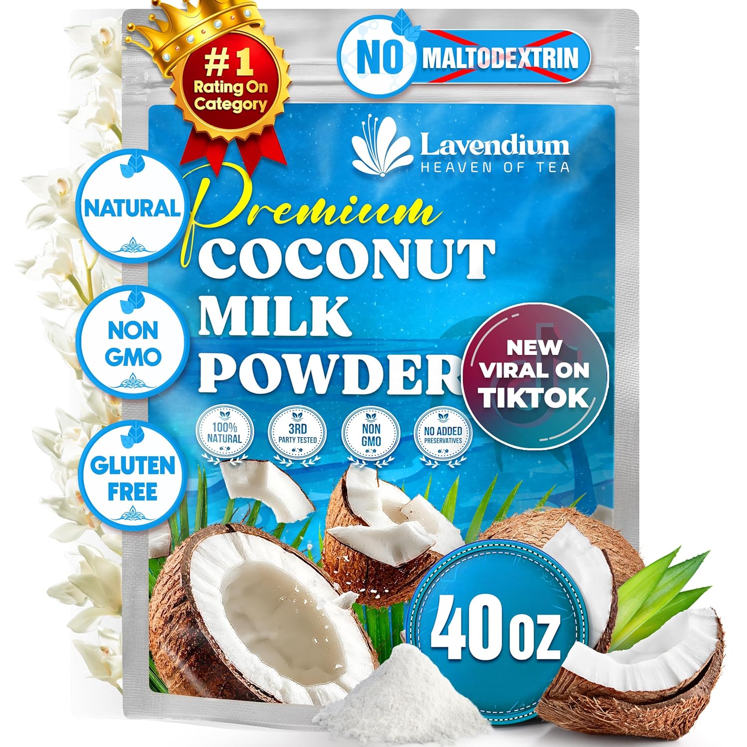 20oz Coconut Milk Powder, 100% Natural, Unsweetened, Perfect for Cake, Coffee, Tea, Creamer Alternative, No Additives, No Gluten, Vegetarian. by FreshDrinkUS - Natural and Premium Herbal Tea