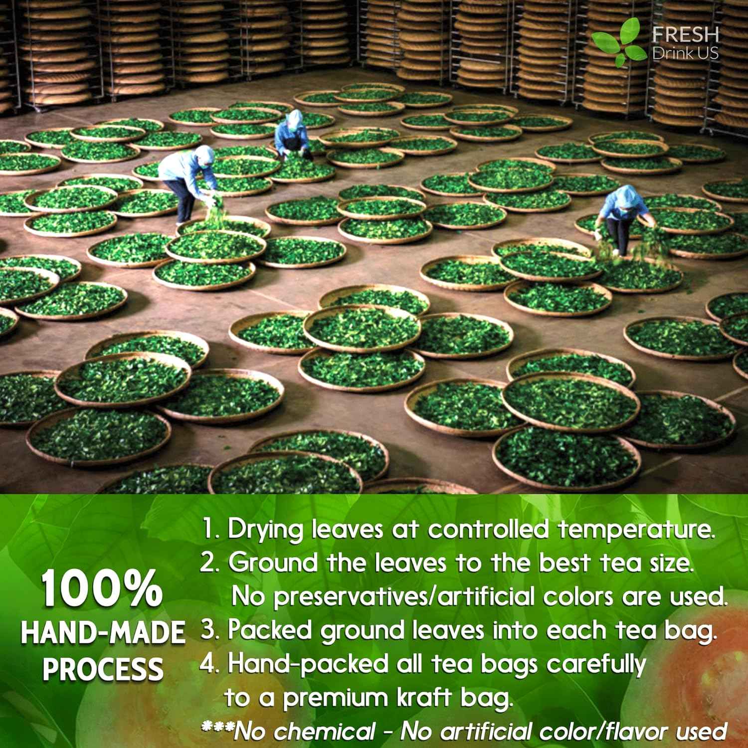 Natural Guava Leaves, Whole Dried Leaves, Cut-and-Sifted Guava leaves, 100% Pure from Guava Leaves, Natural Guava Loose Leaf Herbal Tea, No Additives, No Caffeine, Vegan