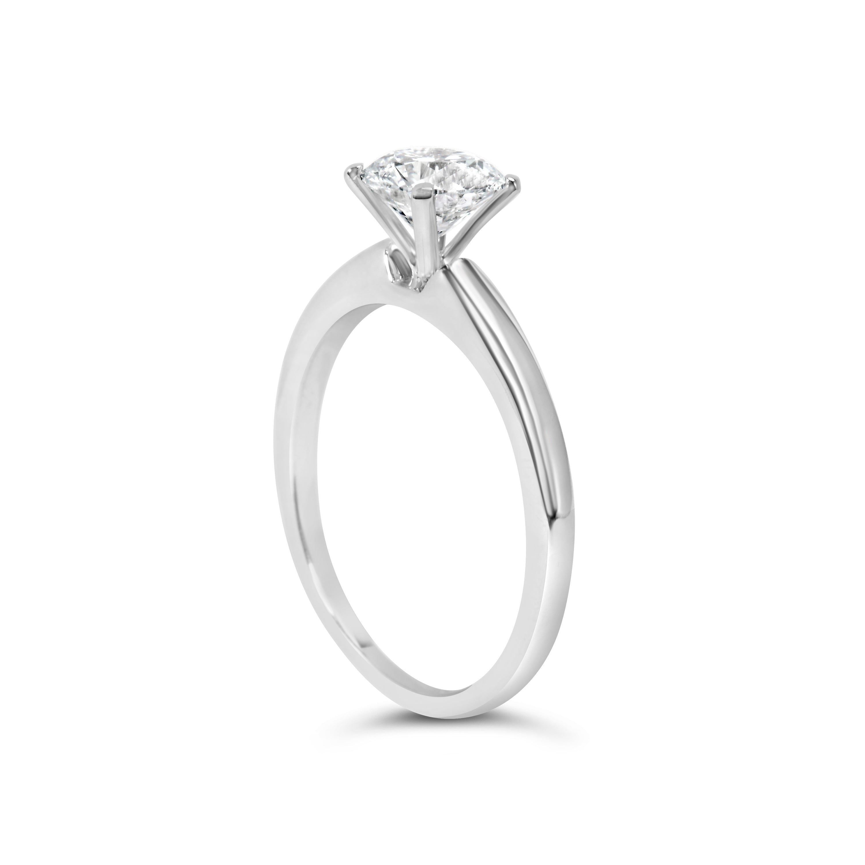 14K White Gold 1.0 Cttw Round Lab Grown Diamond 4 Prong Solitaire Engagement Ring (F-G Color, VS2-SI1 Clarity) - Ring Size 7 DestGlow