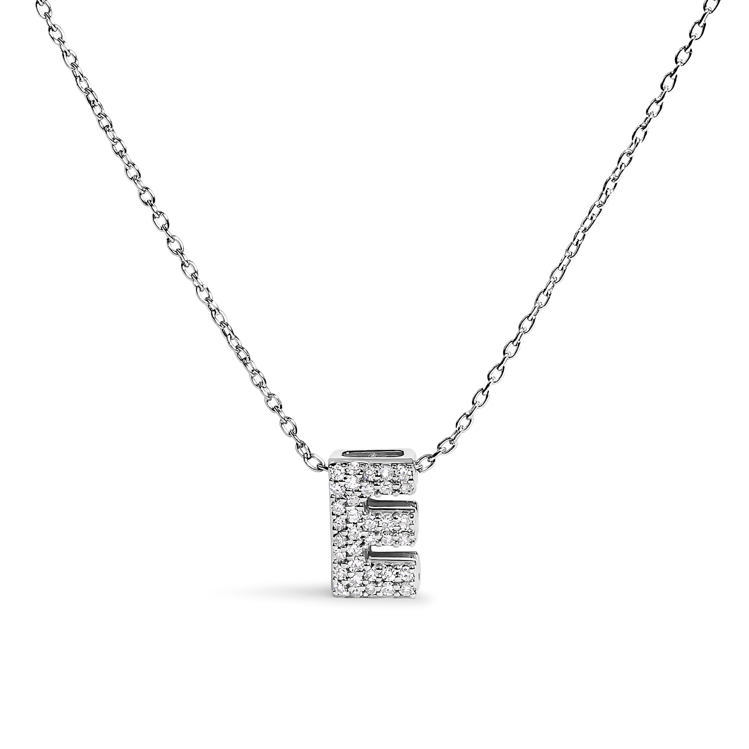 10K White Gold Diamond Accent "A" Initial Bubble Pendant Necklace by Bids.com