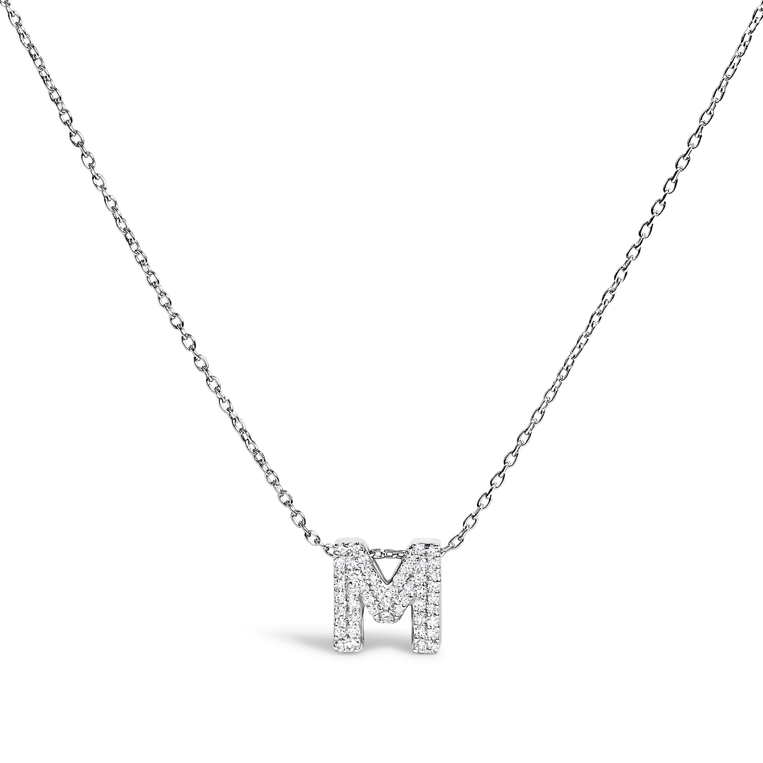 10K White Gold Diamond Accent "A" Initial Bubble Pendant Necklace by Bids.com