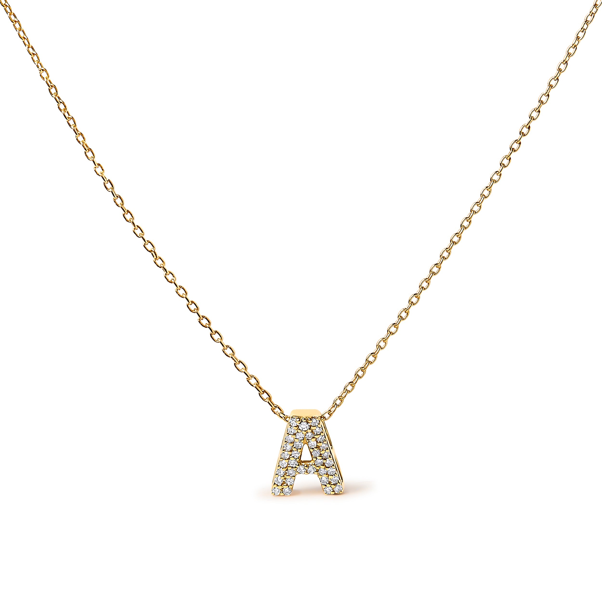10K White Gold Diamond Accent "A" Initial Bubble Pendant Necklace by Bids.com