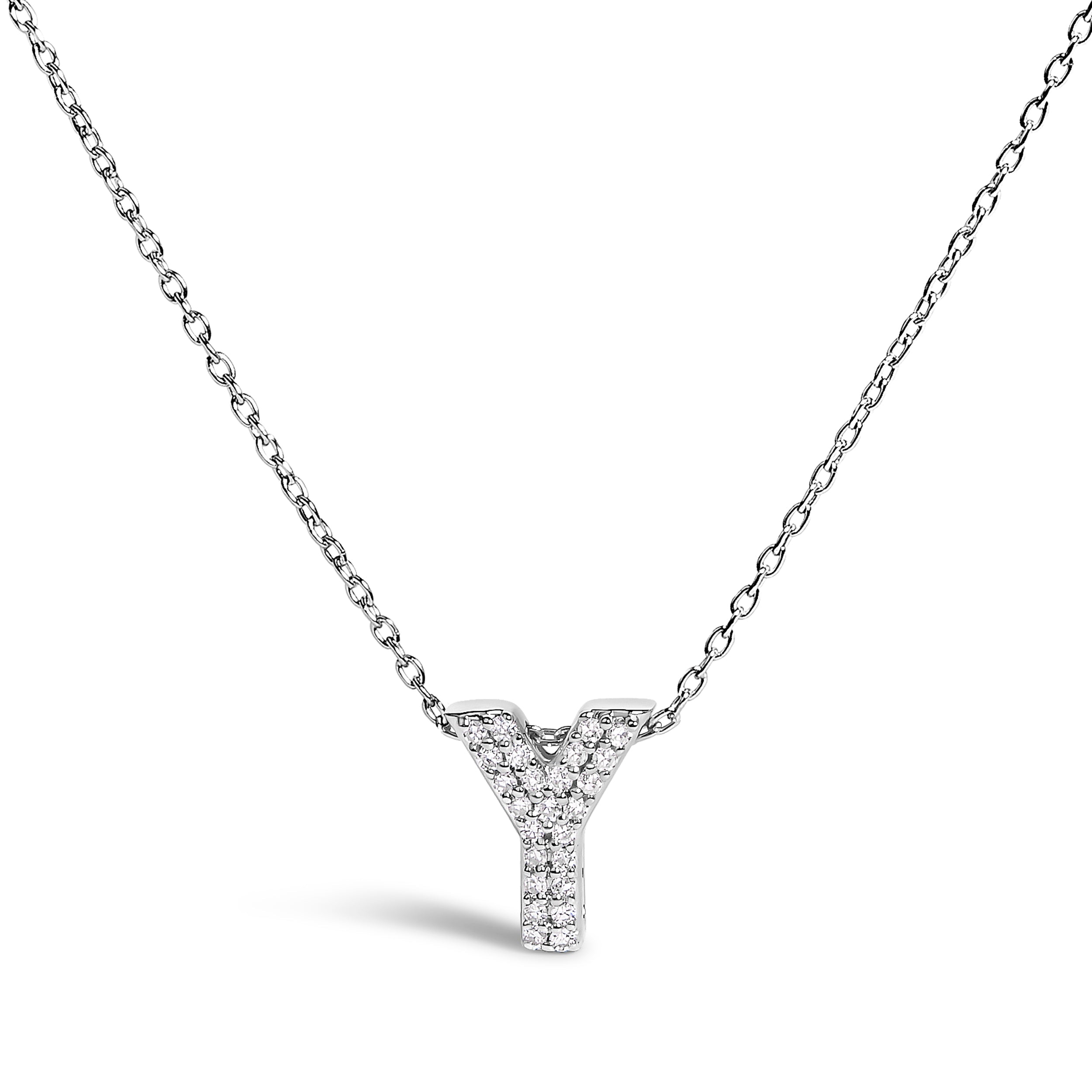10K White Gold Diamond Accent "A" Initial Bubble Pendant Necklace by Bids.com