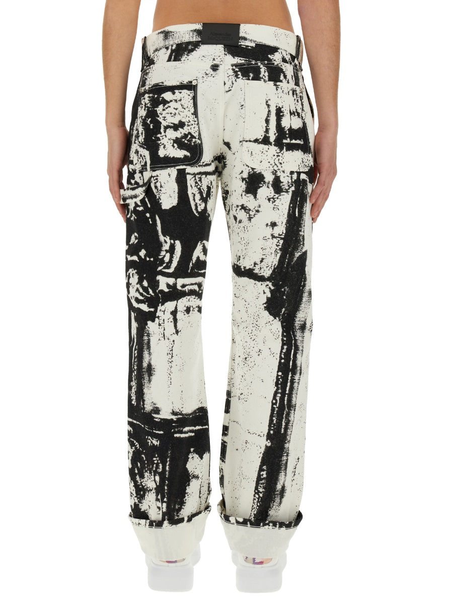 Alexander Mcqueen Men Workwear Jeans With Fold Print by Luosophy