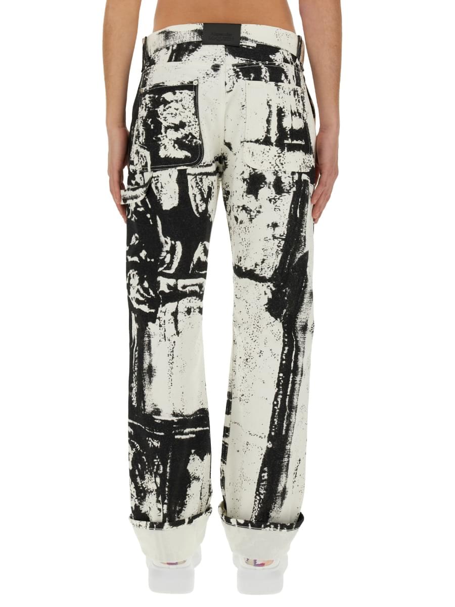 Alexander Mcqueen Men Workwear Jeans With Fold Print DestGlow