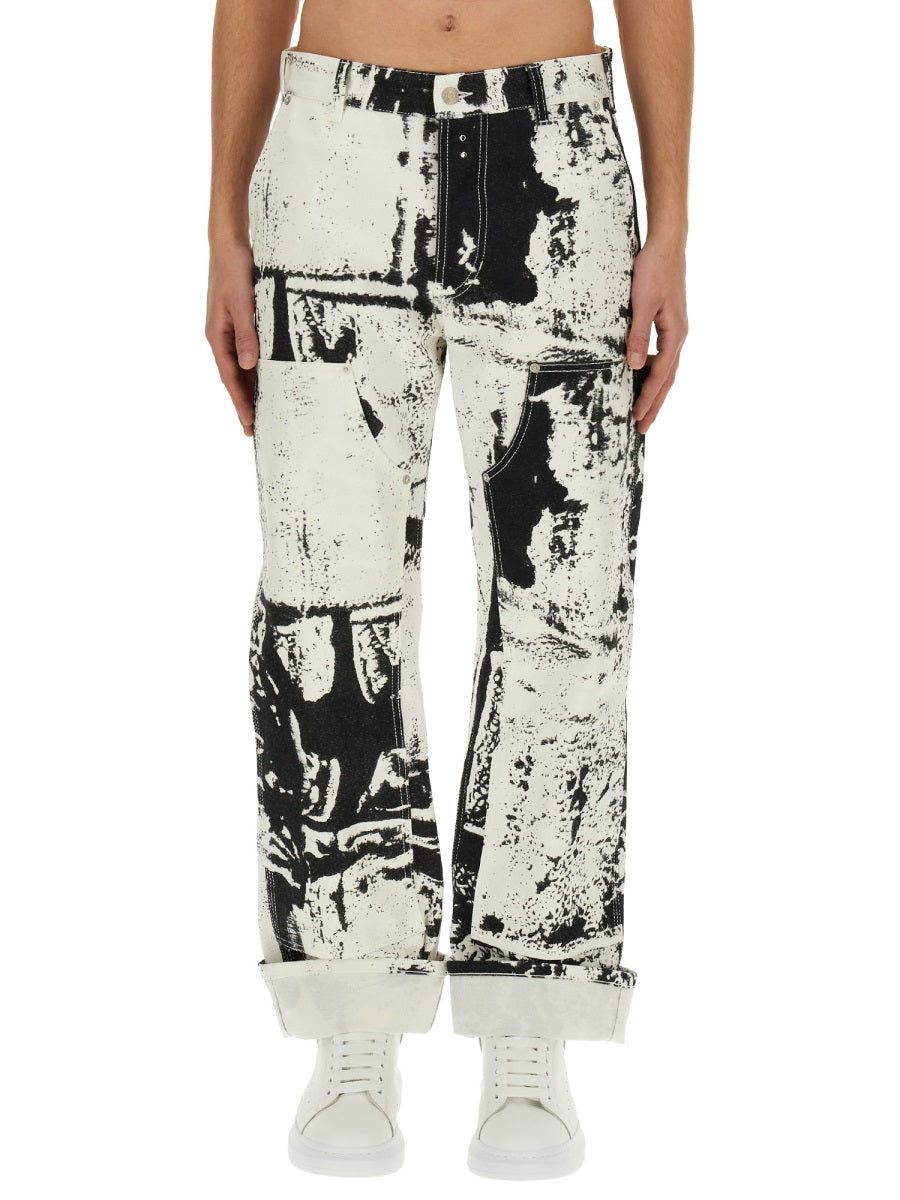 Alexander Mcqueen Men Workwear Jeans With Fold Print DestGlow