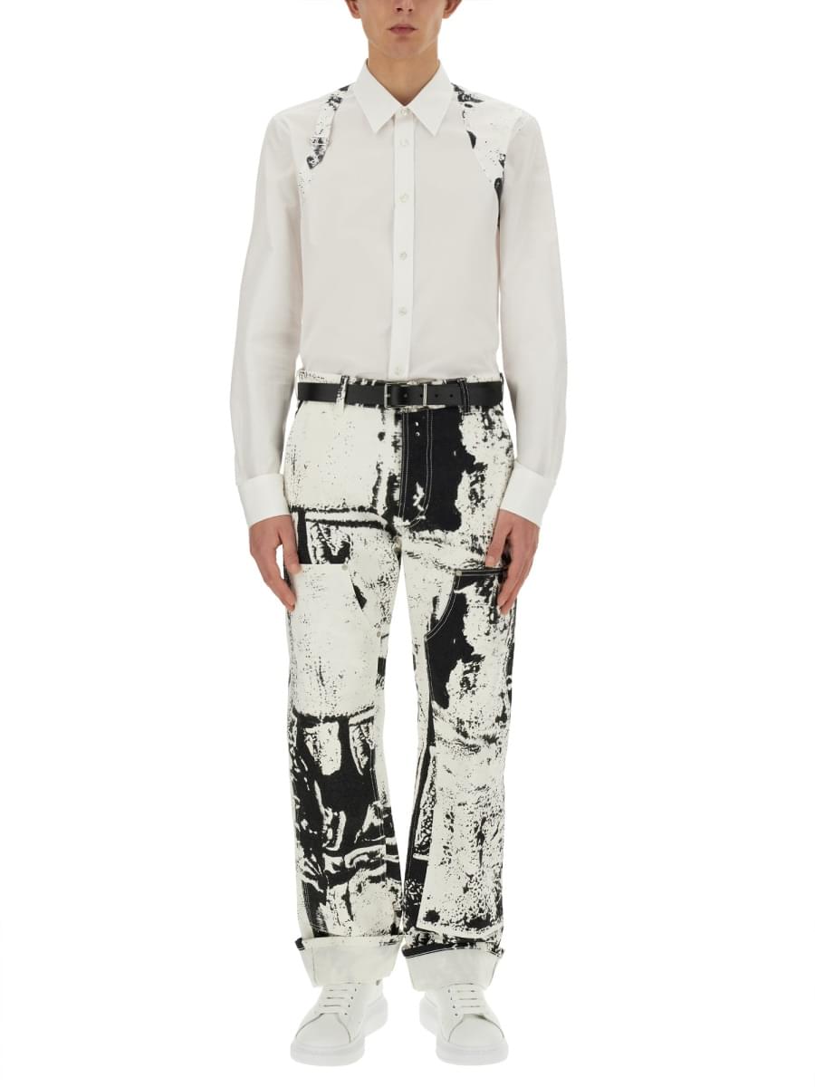Alexander Mcqueen Men Workwear Jeans With Fold Print DestGlow