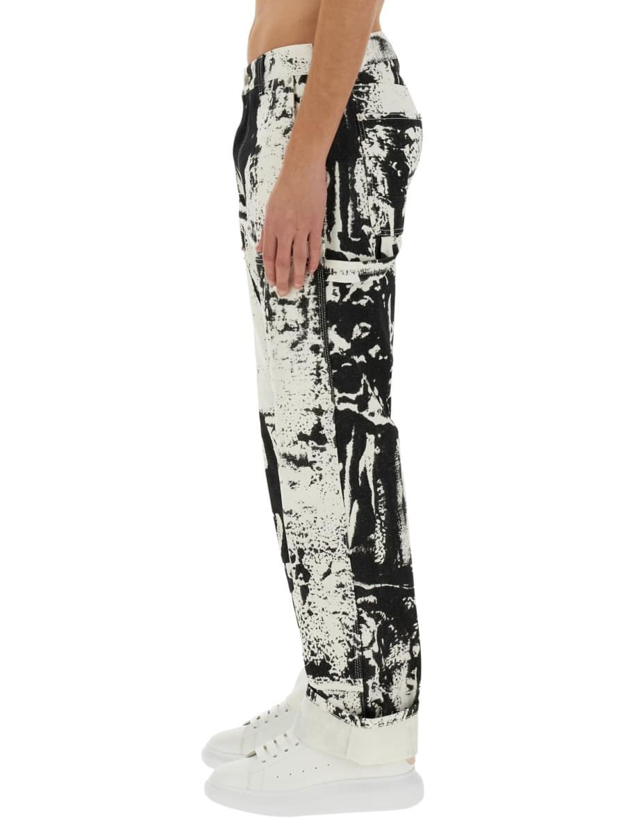 Alexander Mcqueen Men Workwear Jeans With Fold Print DestGlow