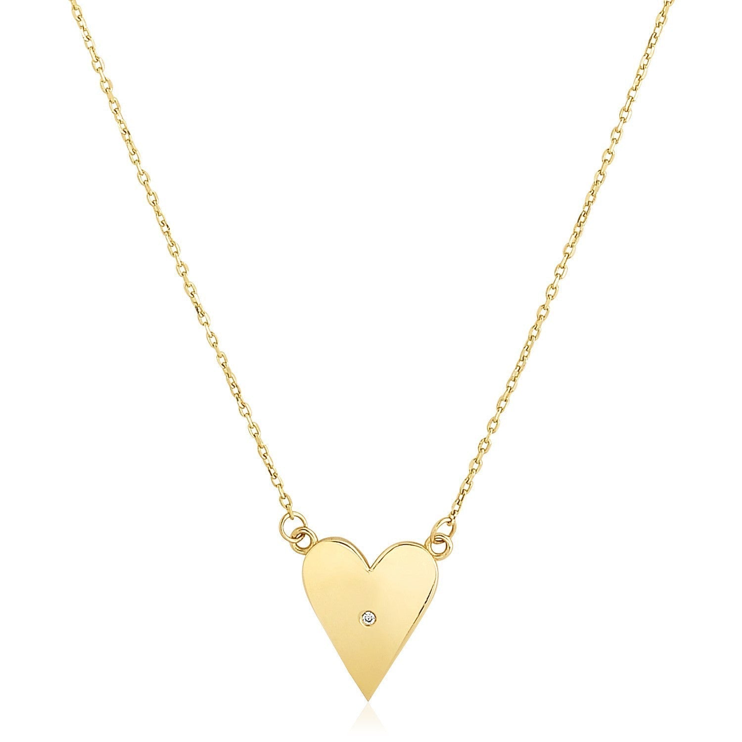14k Yellow Gold High Polish Elongated Heart Necklace DestGlow