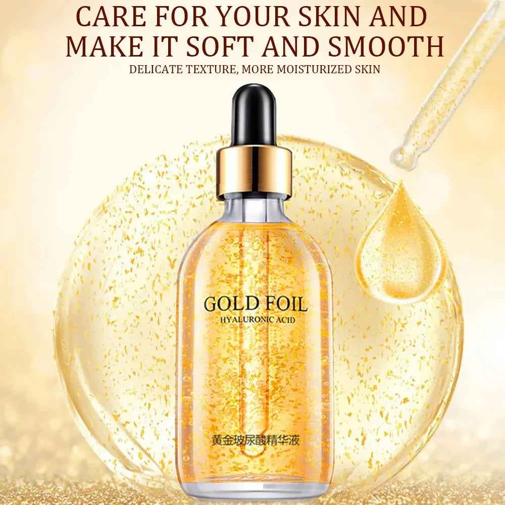 24K Gold Hyaluronic Acid Serum for Face Anti-Wrinkle Anti-Aging Brightening Moisturizing Skincare Facial Serum Essence Face Care by Korean Skin Care