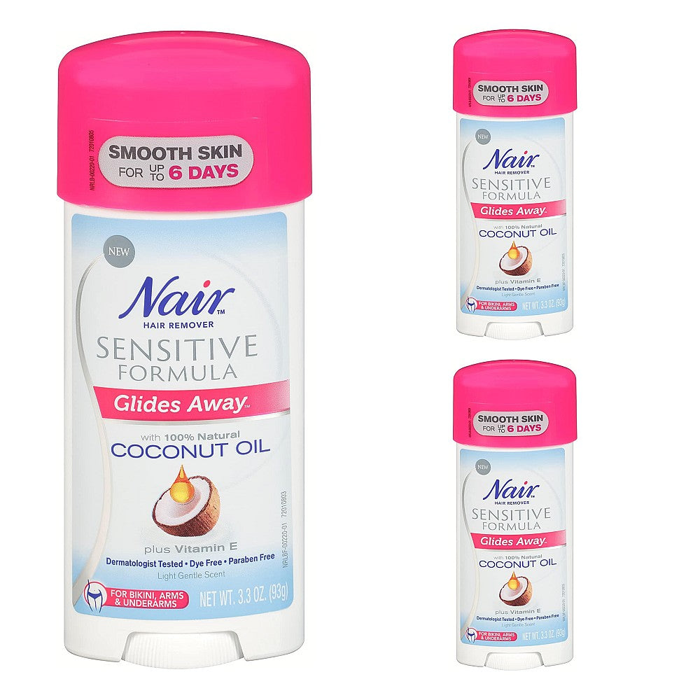 Nair Hair Remover Sensitive Formula Glide Away With Coconut Oil 3.3 Oz by Pasteur Pharmacy