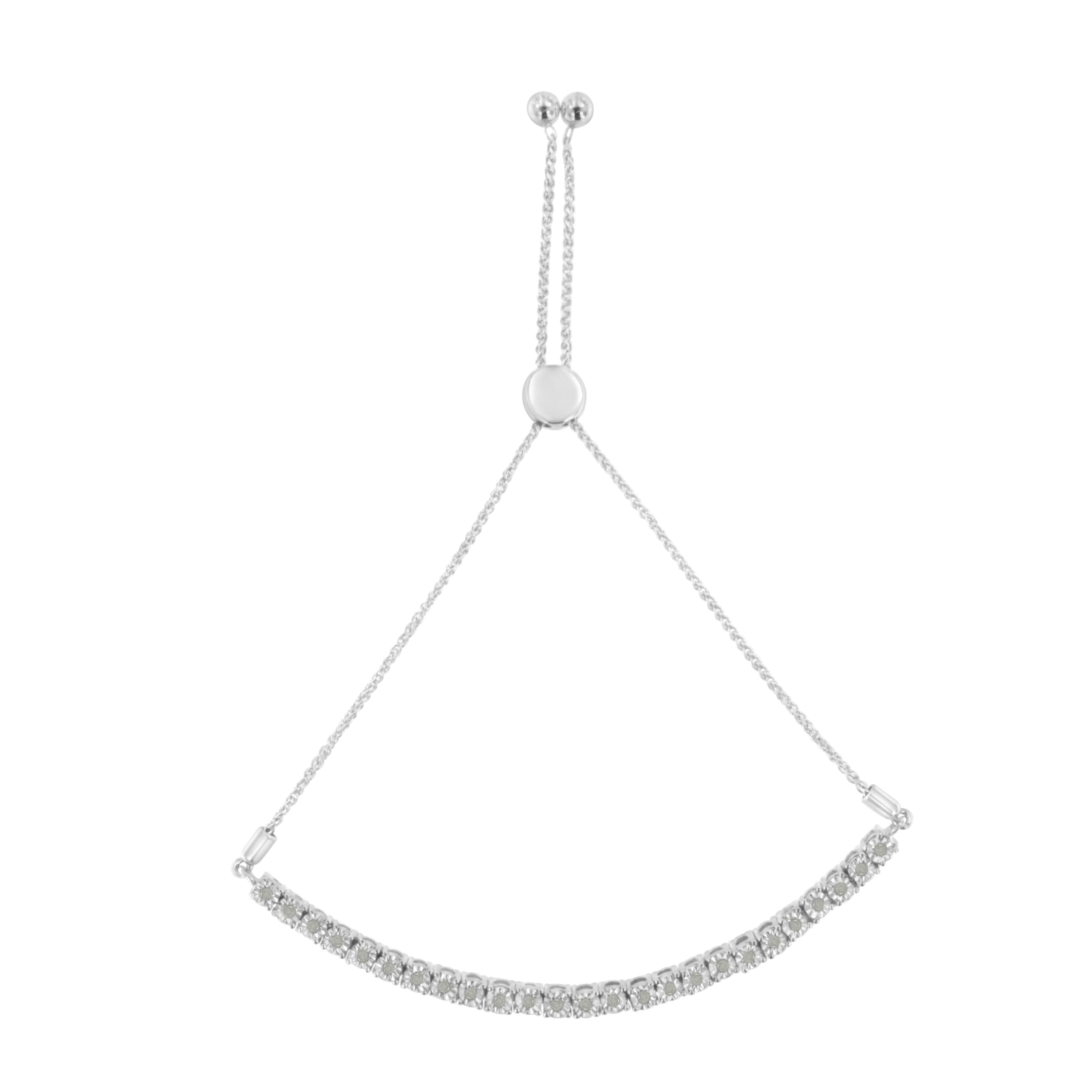 10K Yellow Gold over .925 Sterling Silver 1/4 Cttw Miracle-Set Diamond 4â€-10†Adjustable Bolo Tennis Bracelet (I-J Color, I3 Clarity) by Bids.com