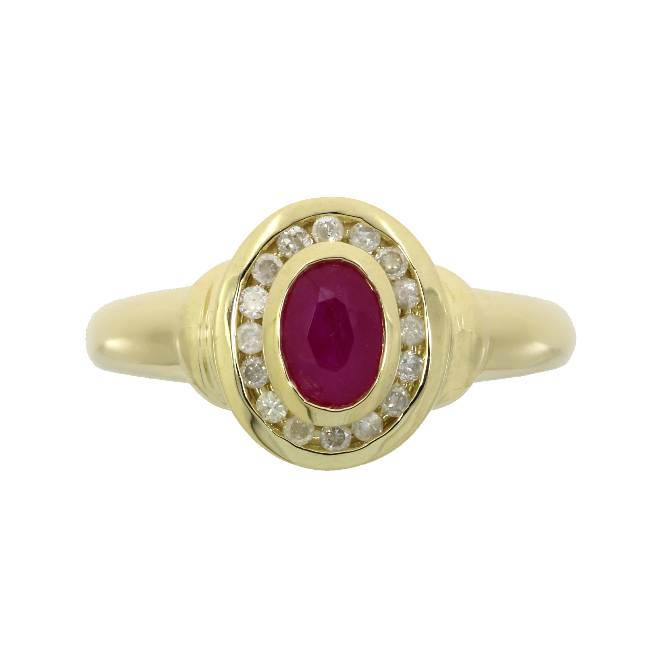 Natural .70ct Ruby Diamond Ring 10KT Yellow Gold by Bids.com