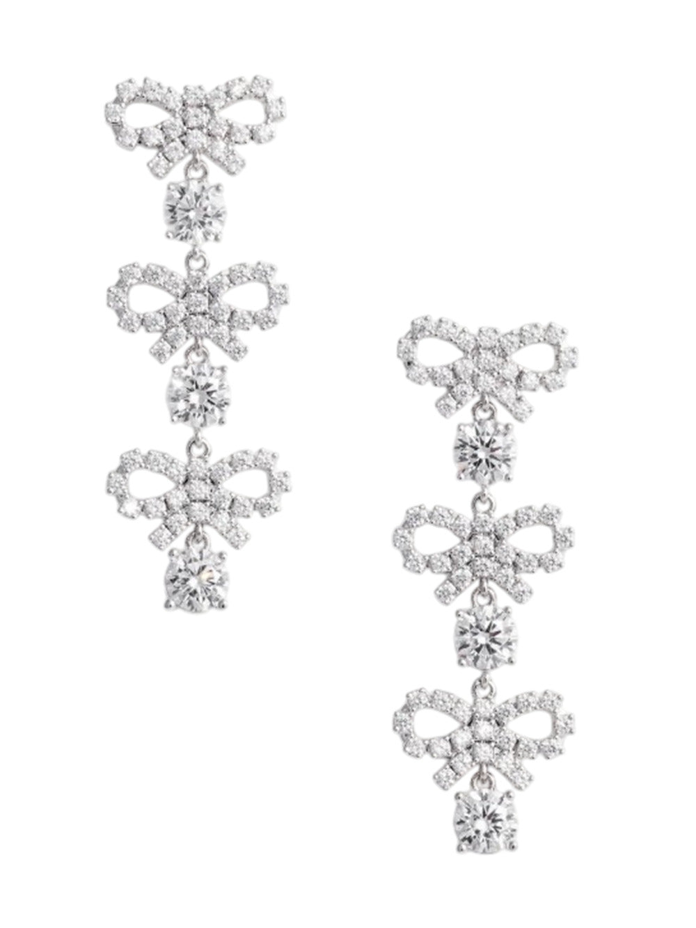 Self-Portrait Women Crystal Micro Bow Tiered Earrings DestGlow