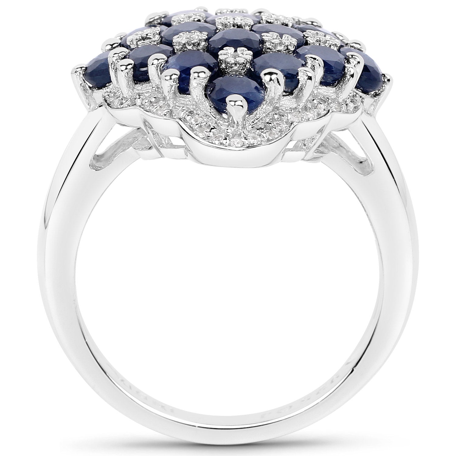 3.48 Carat Genuine Blue Sapphire and White Zircon .925 Sterling Silver Ring by Bids.com