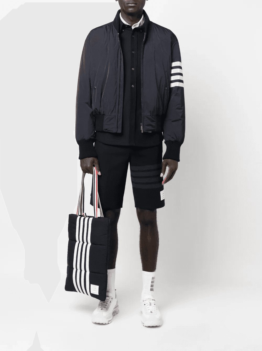 Thom Browne Men Bomber Jacket With 4-Stripe Detail DestGlow