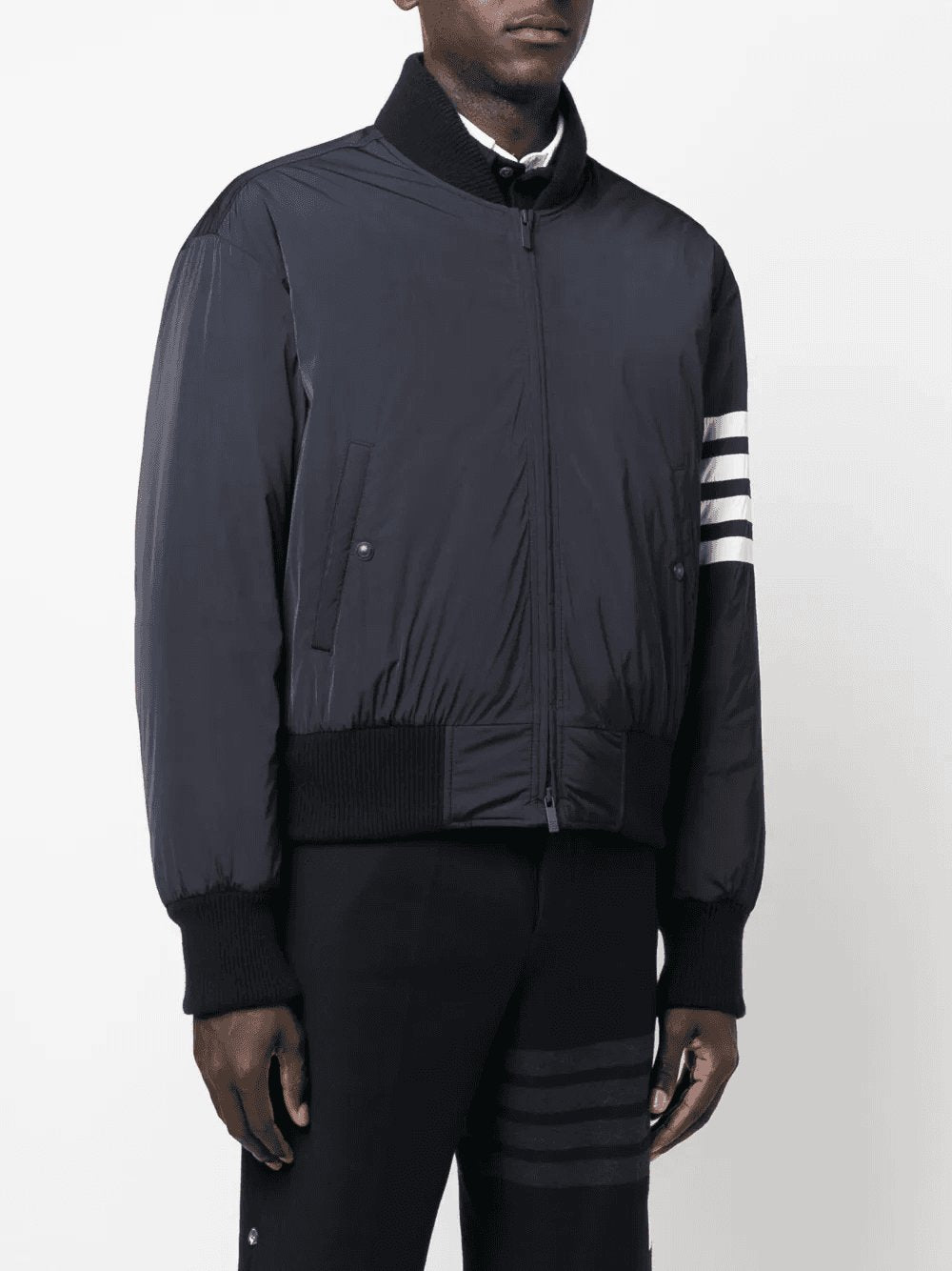Thom Browne Men Bomber Jacket With 4-Stripe Detail DestGlow