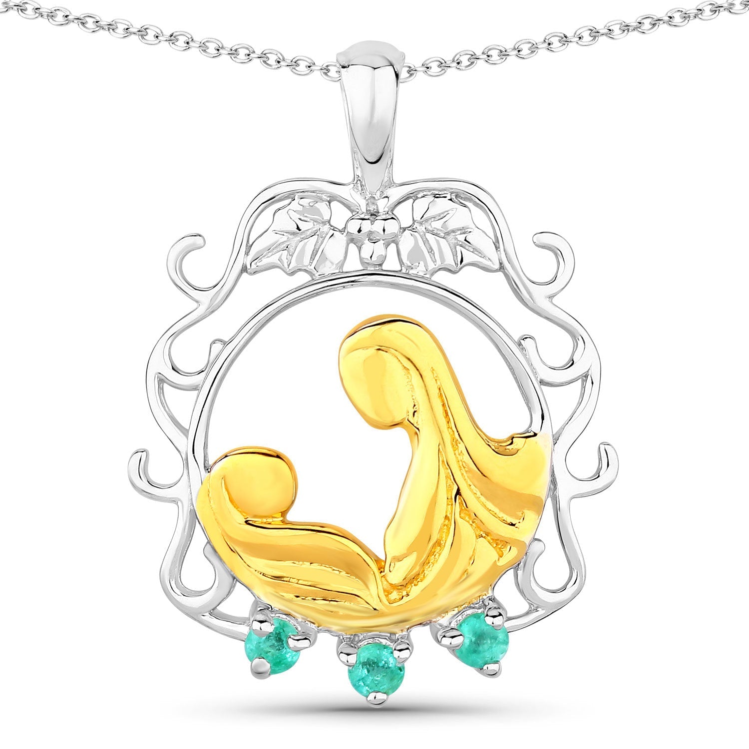 0.09 Carat Genuine Emerald .925 Sterling Silver Pendant by Bids.com