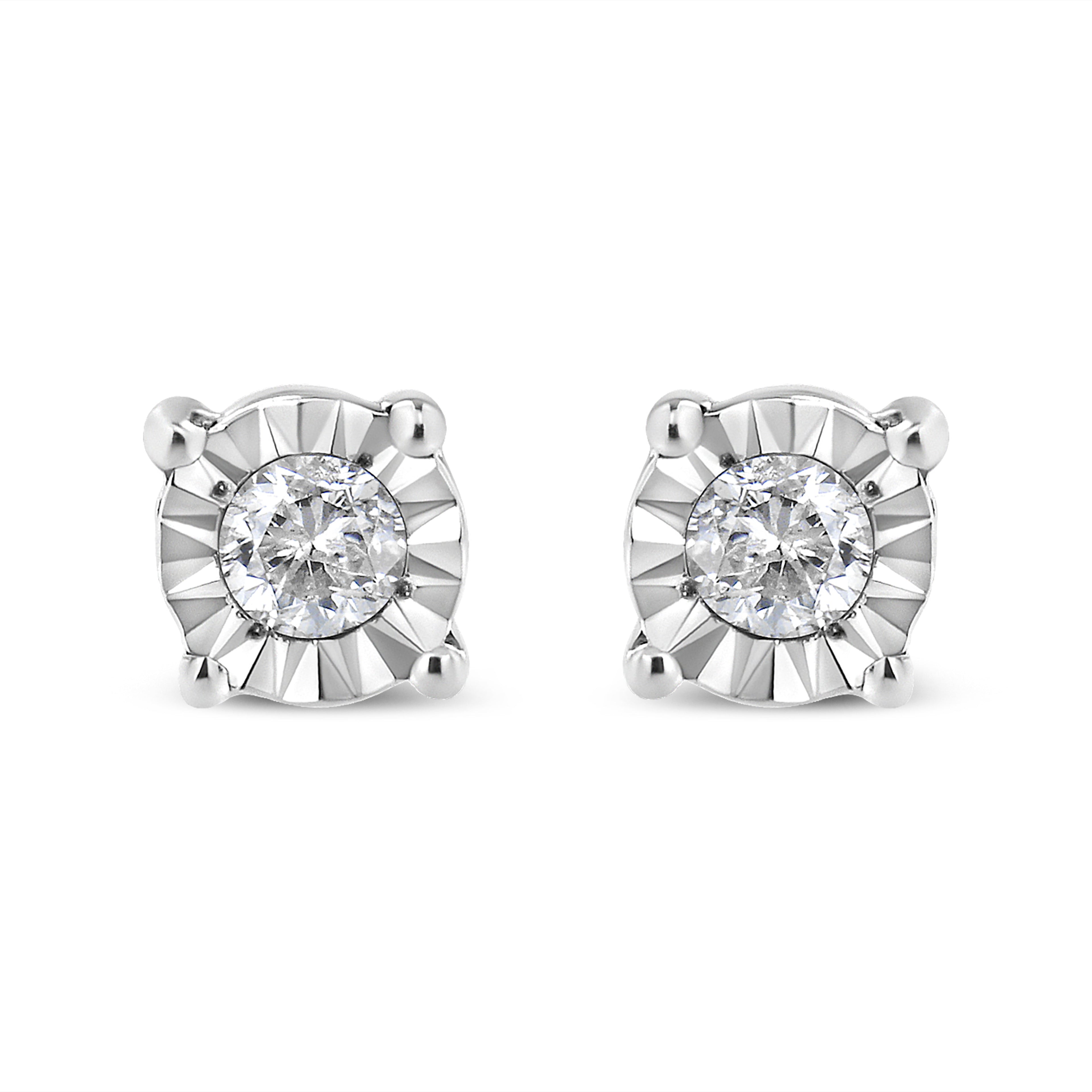 10K Yellow Gold Plated .925 Sterling Silver 1/10 Cttw Round Brilliant-Cut Diamond Miracle-Set Stud Earrings (J-K Color, I3 Clarity) by Bids.com