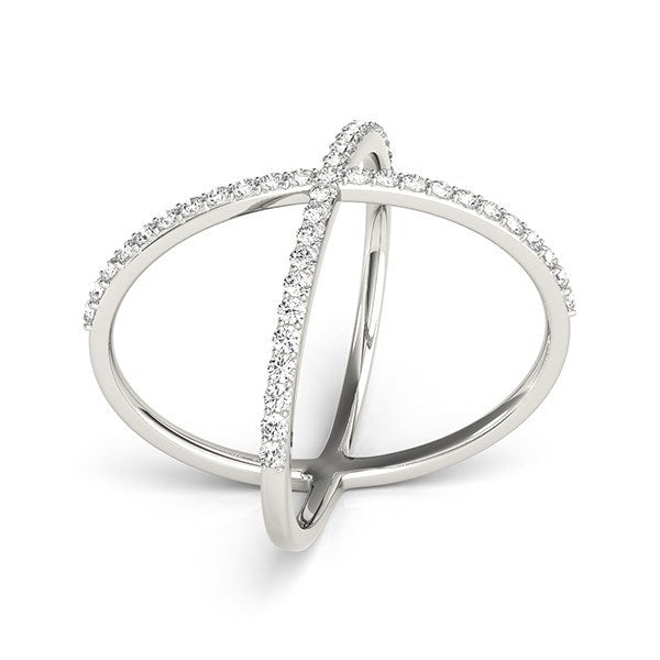 14k White Gold X Style Thin Ring with Diamonds (1/2 cttw) by Bids.com