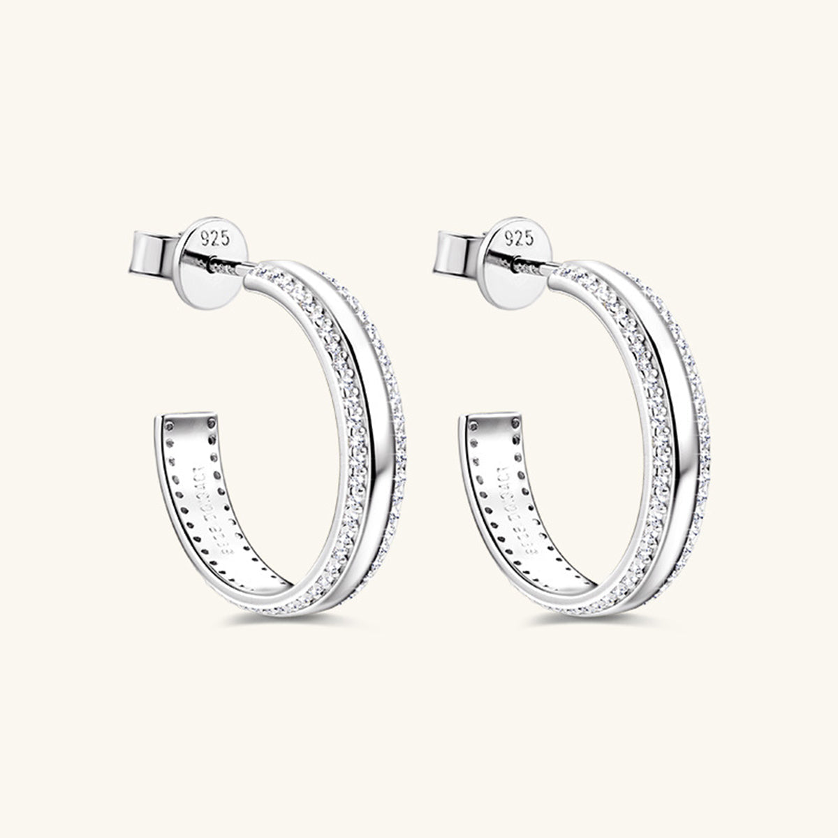 Pure Sterling Silver Inlaid Sparkala™ C-Hoop Earrings - DestGlow
