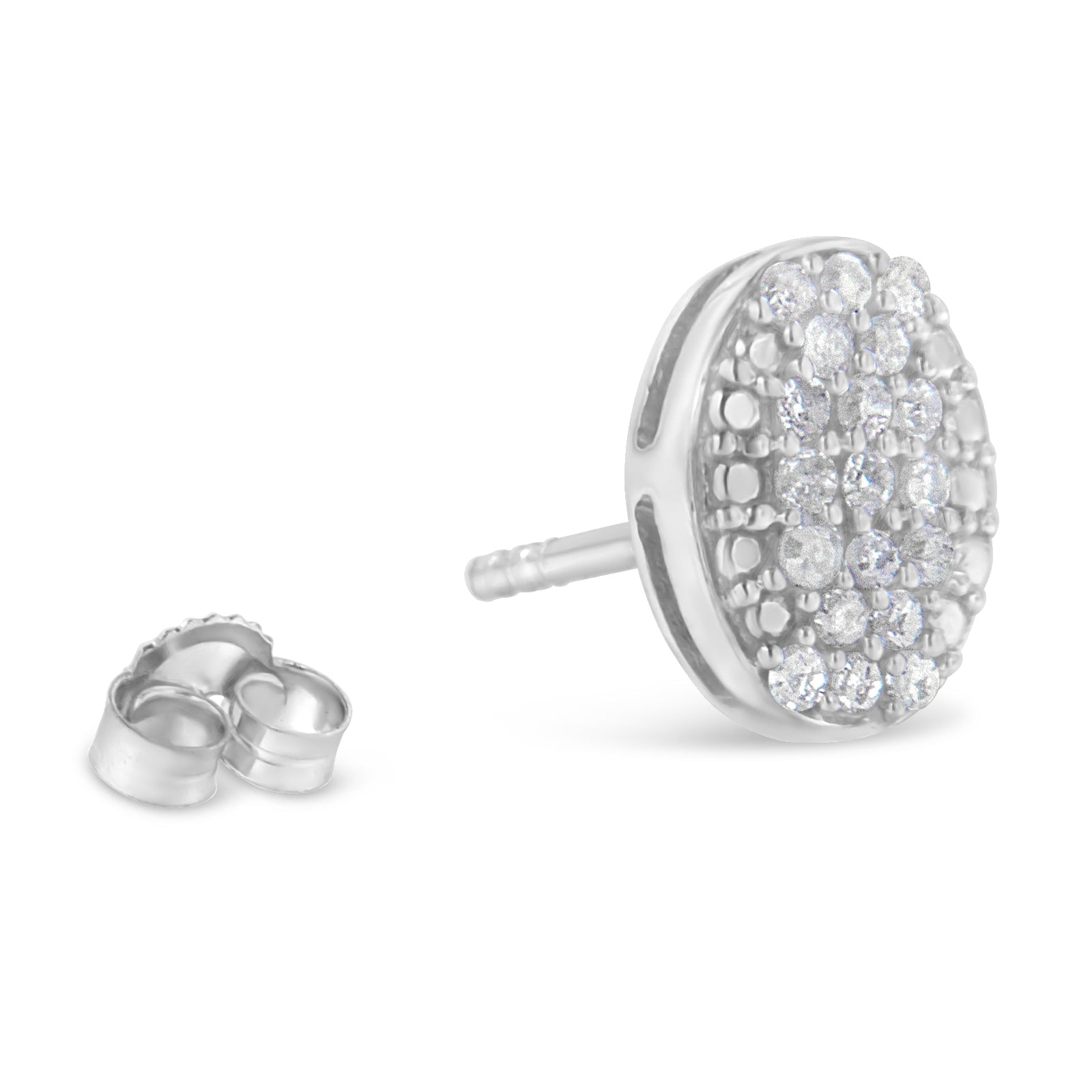 Sterling Silver Round Diamond Oval Cluster Earrings (1/2 cttw, I-J Color, I2-I3 Clarity) by Bids.com