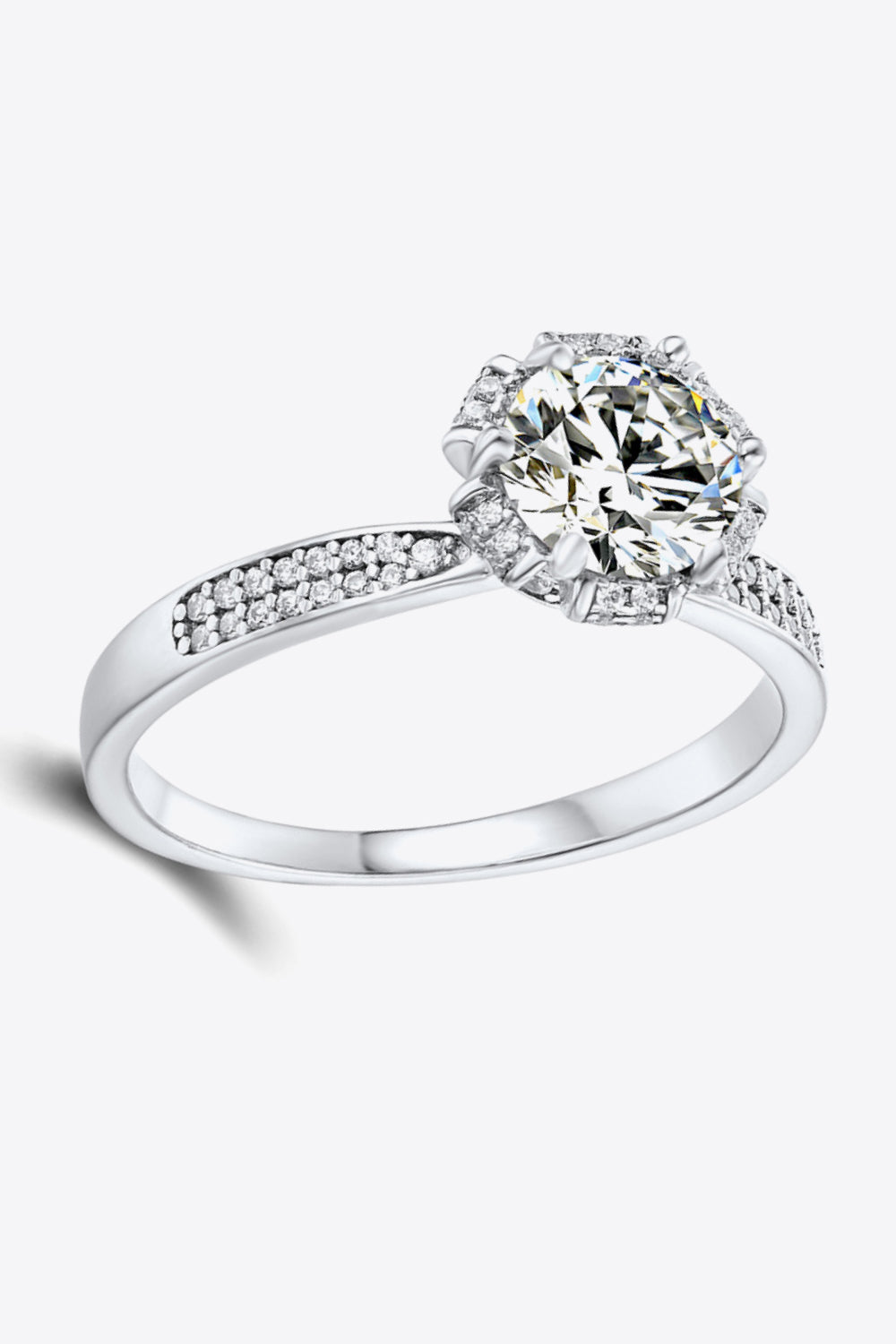 Platinum Over Pure Sterling Silver 1 Carat Brilliant Round Cut Sparkala™ Ring by Sparkala
