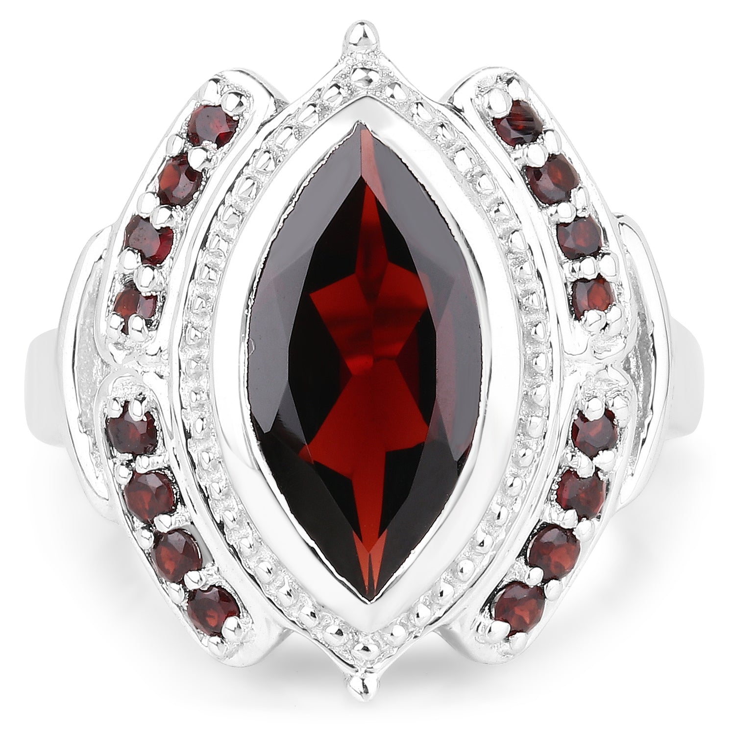4.06 Carat Genuine Garnet .925 Sterling Silver Ring DestGlow