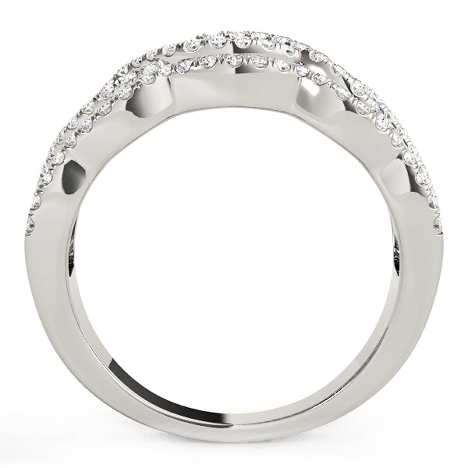 Diamond Studded Ring with Four Curves in 14k White Gold (5/8 cttw) by Bids.com