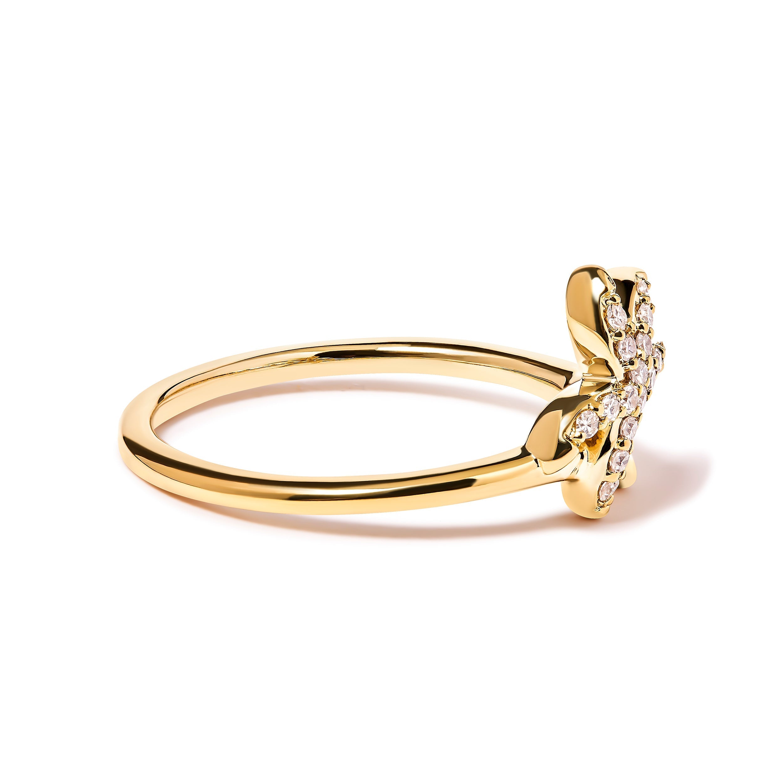 10K Yellow Gold 1/10 Cttw Diamond Palm Tree Statement Ring (H-I Color, I1-I2 Clarity) - Ring Size 7 DestGlow