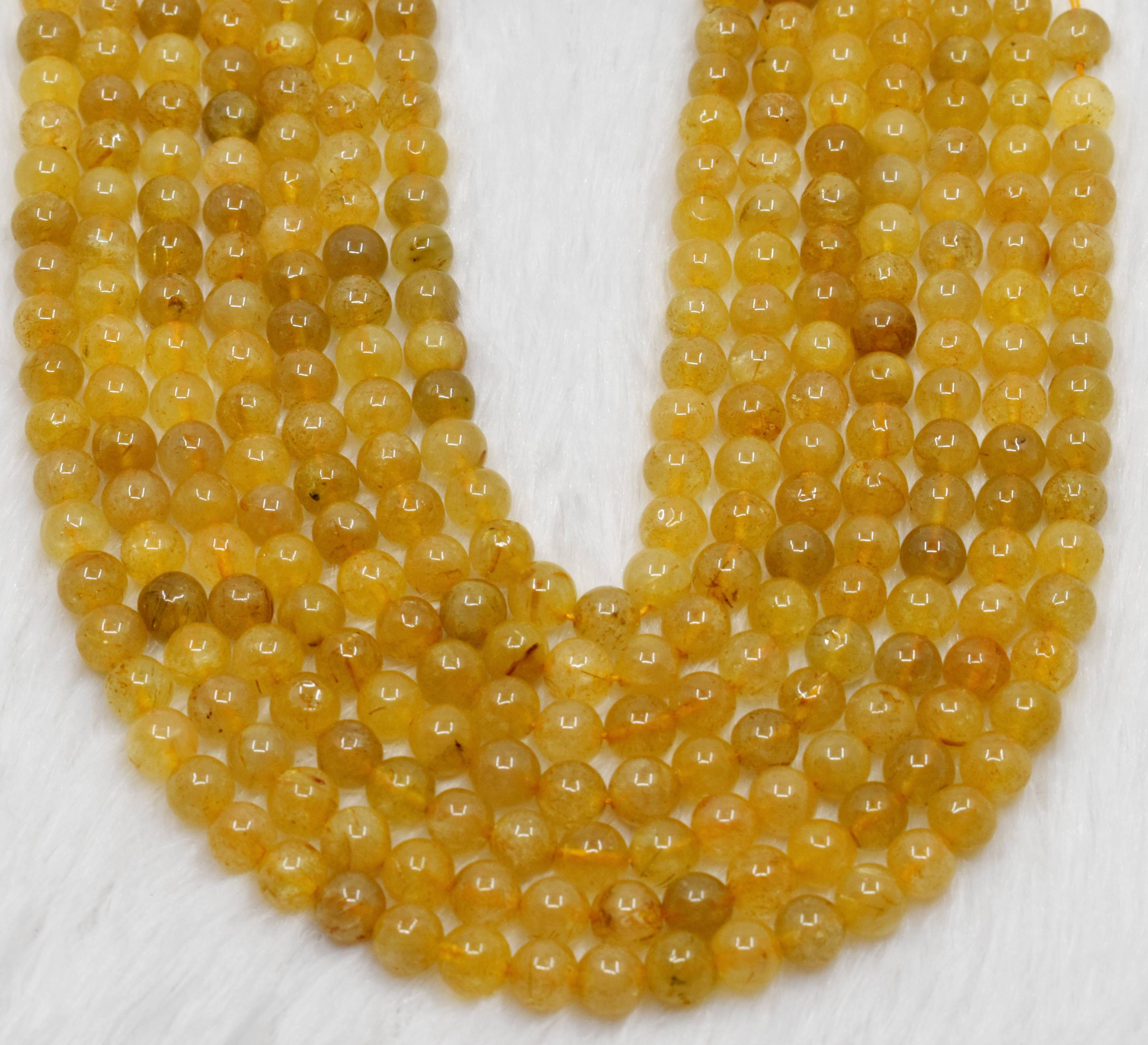 Golden Rutile AAA Grade 6mm, 8mm, 10mm Round Beads DestGlow