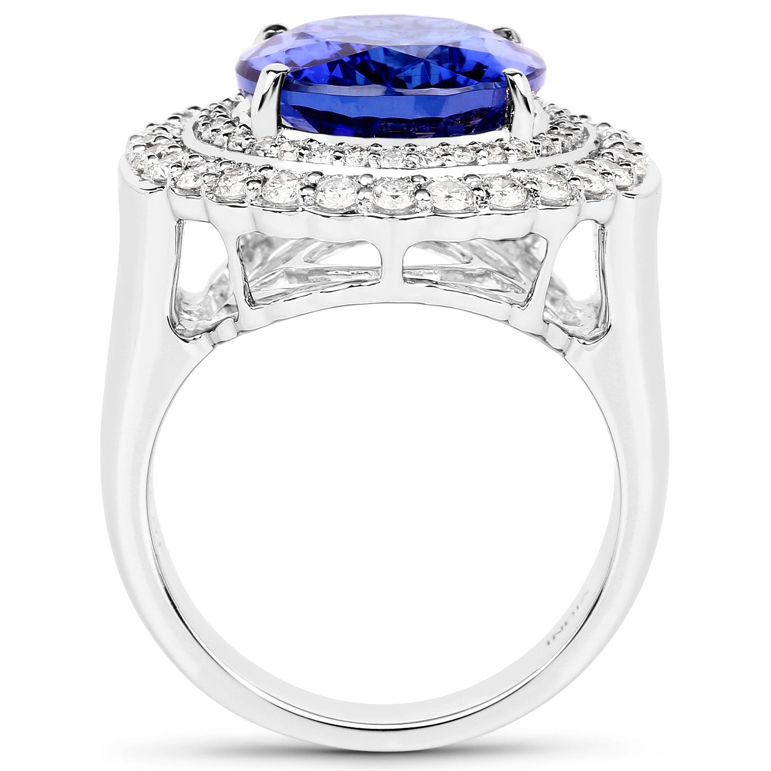 10.79 Carat Genuine Tanzanite and White Diamond 18K White Gold Ring by Bids.com