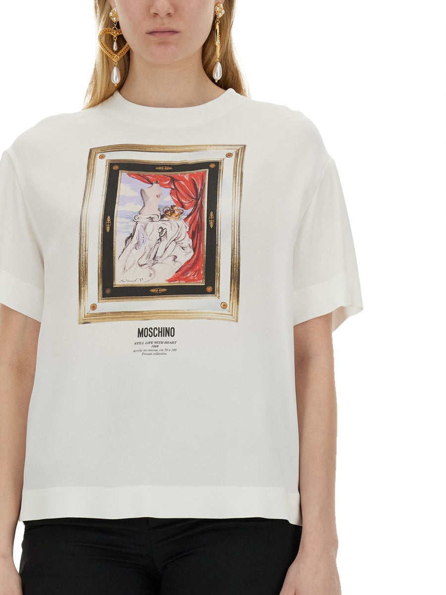 Moschino Women Enver Satin Blouse Still Life With Heart DestGlow
