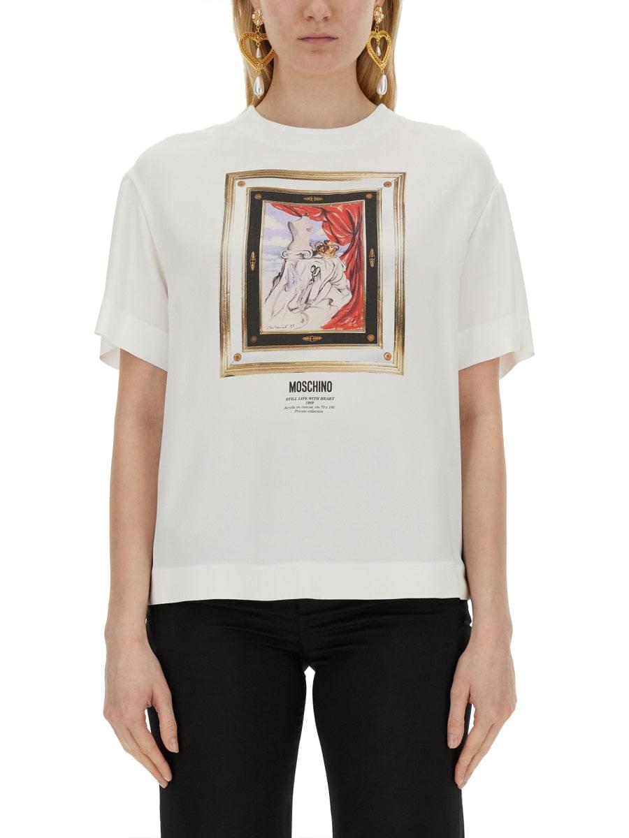 Moschino Women Enver Satin Blouse Still Life With Heart DestGlow