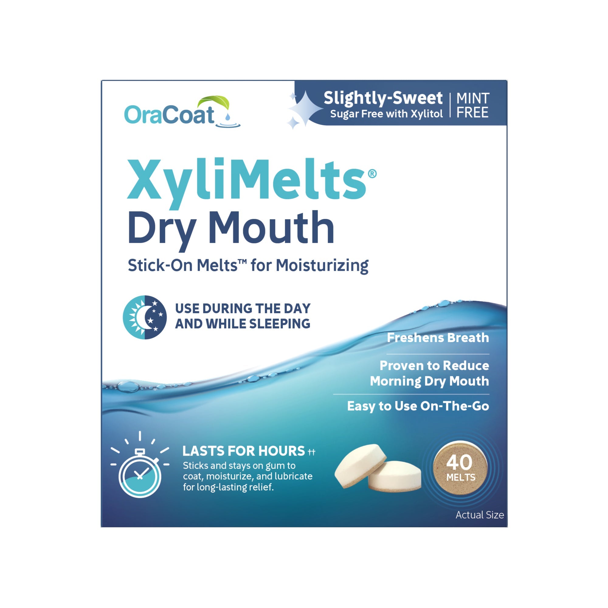 OraCoat XyliMelts For Dry Mouth Mint Free - 40 Discs - DestGlow