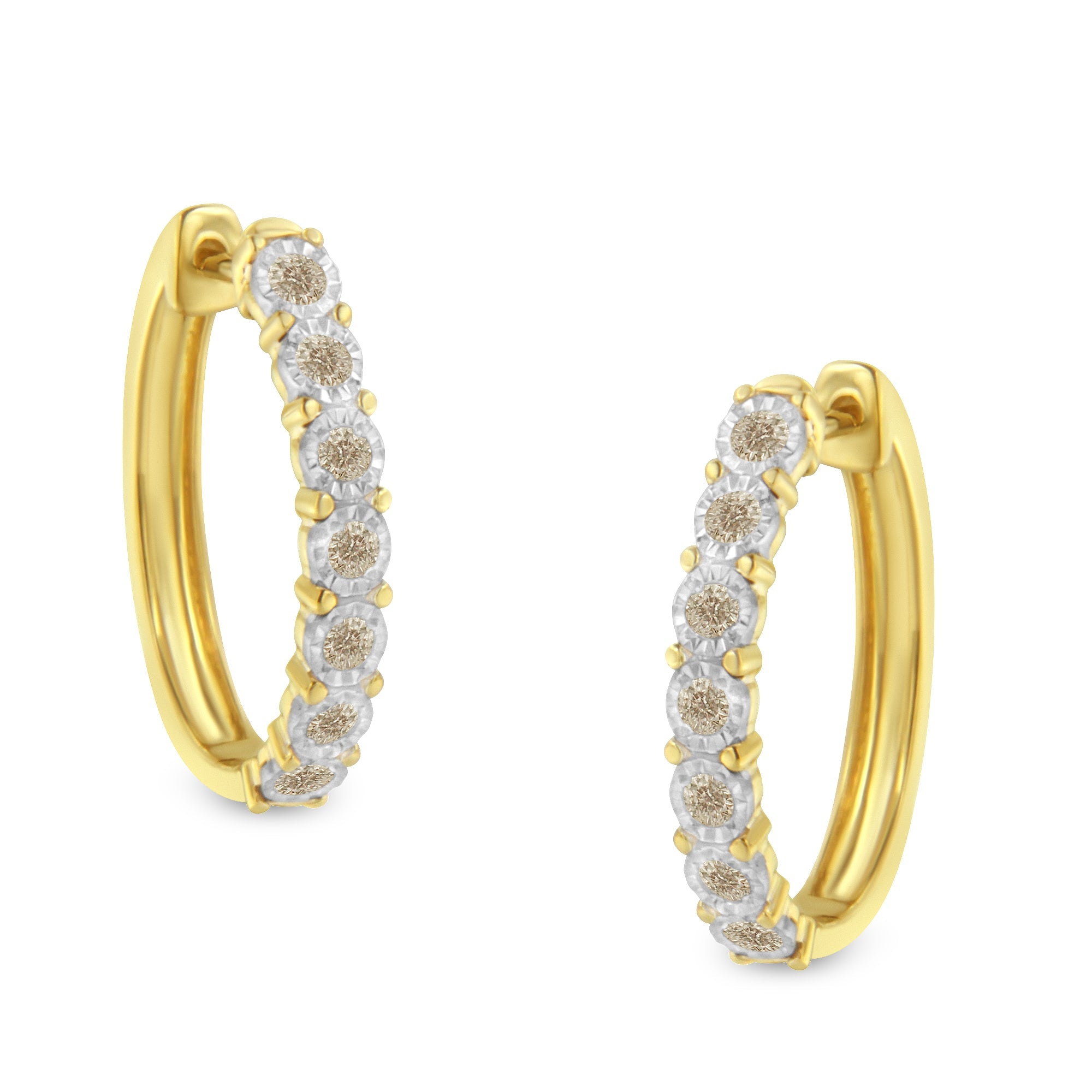 10KT Two-Toned Gold Diamond Hoop Earring (1/2 cttw, J-K Color, I2-I3 Clarity) by Bids.com