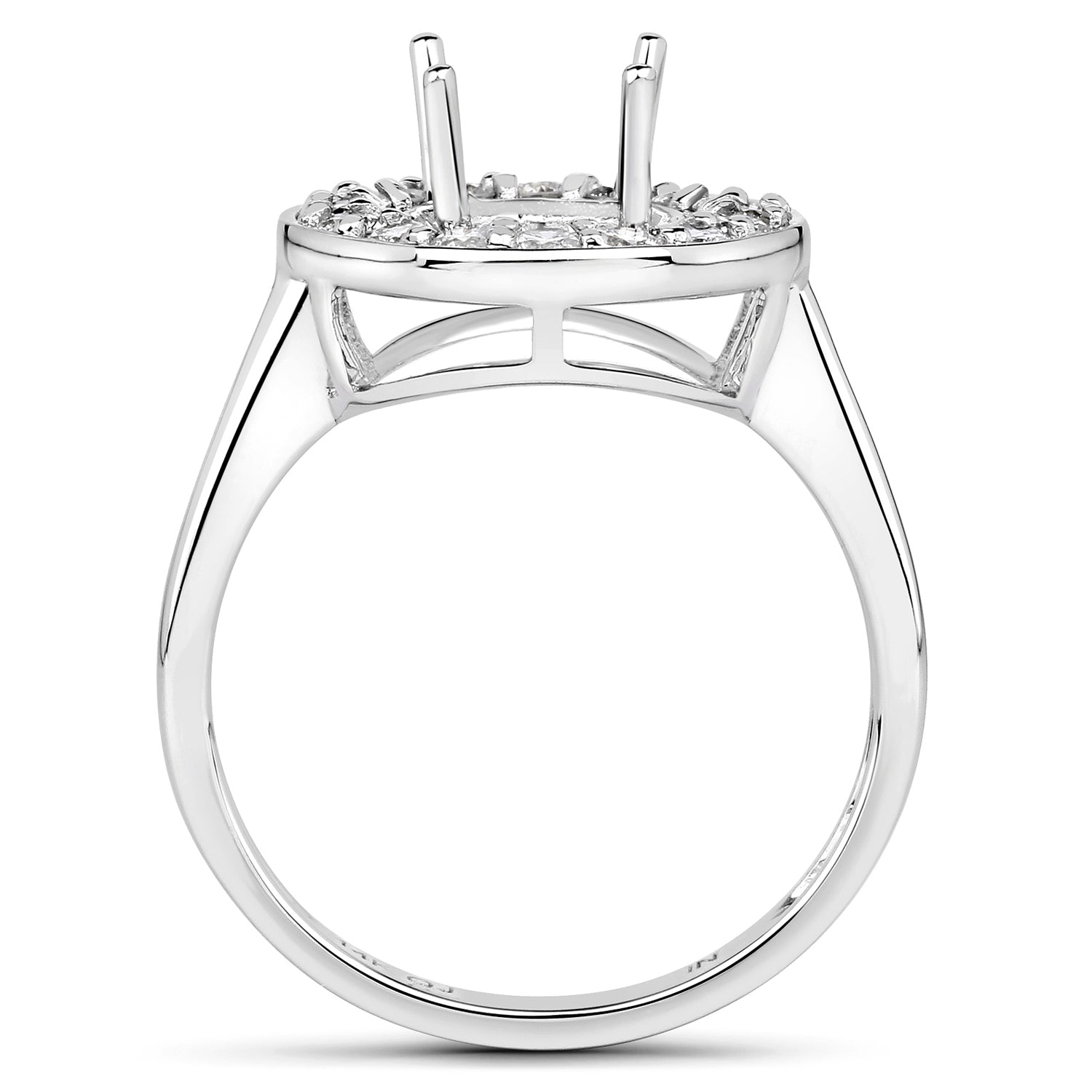 0.48 Carat Genuine White Diamond 14K White Gold Semi Mount Ring - holds 8.00mm Round Gemstone by Bids.com