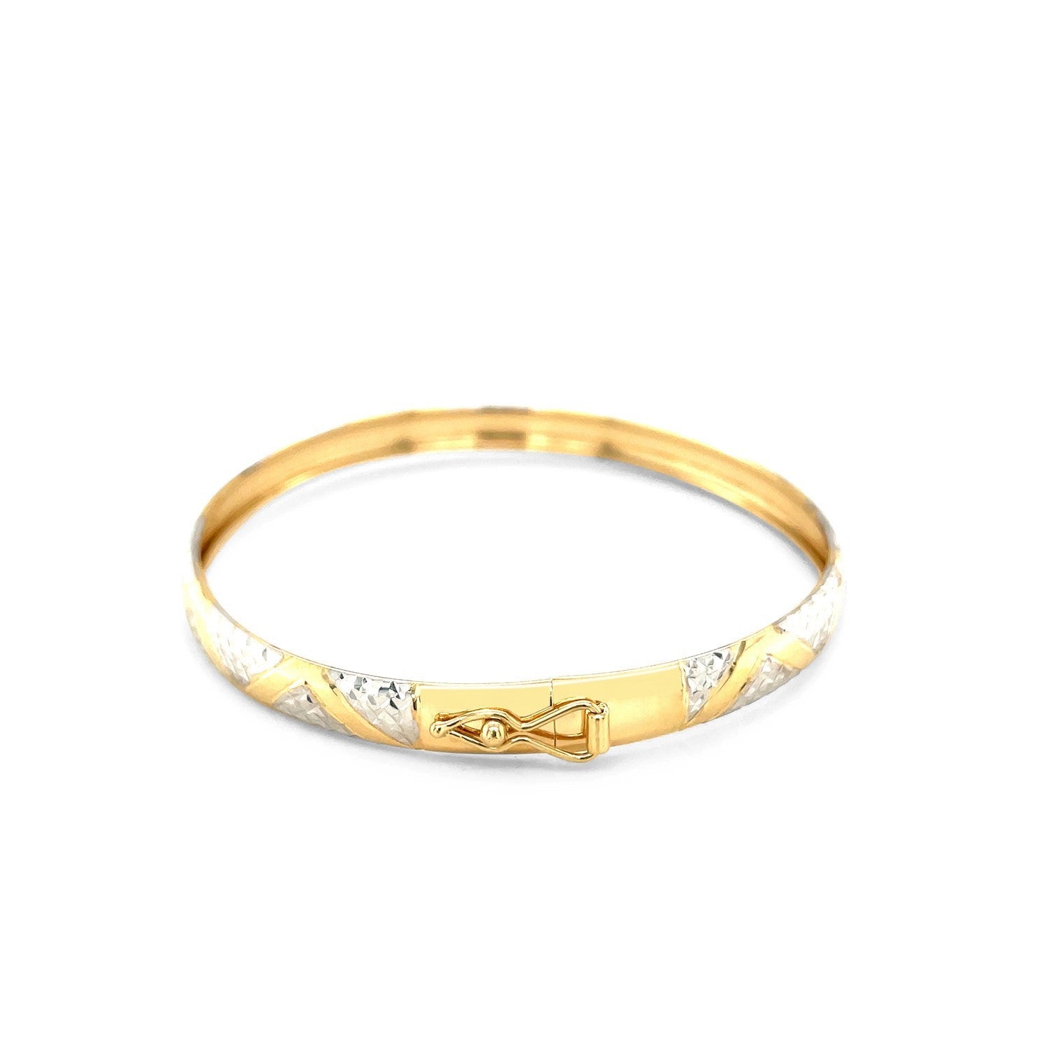 10k Two-Tone Gold Textured Zigzag Style Bangle by Bids.com