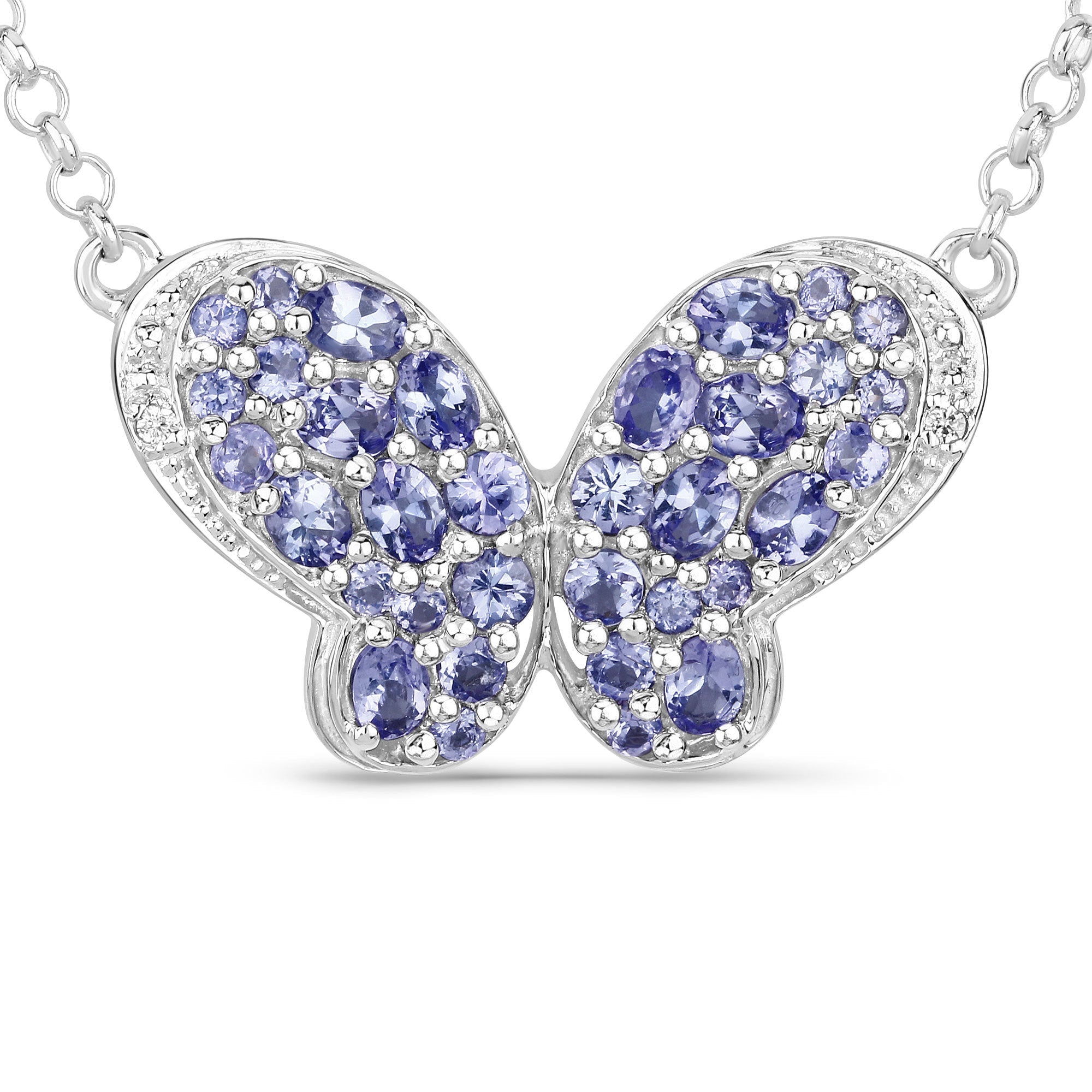 3.31 Carat Genuine Tanzanite and White Zircon .925 Sterling Silver Pendant DestGlow