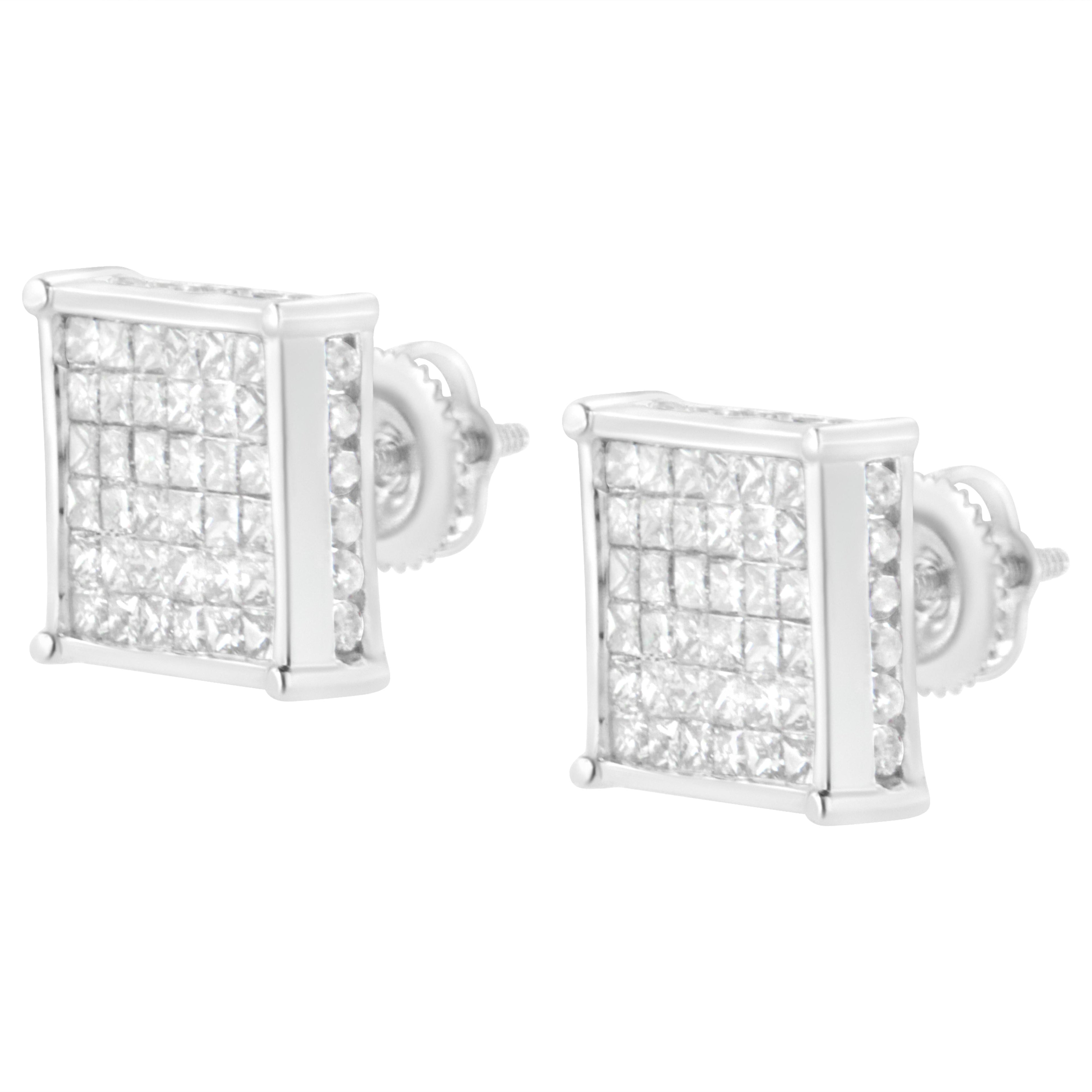 10K White Gold 2ct TDW Princess-Cut Composite Diamond Stud Earring (I-J ,I2-I3) by Bids.com