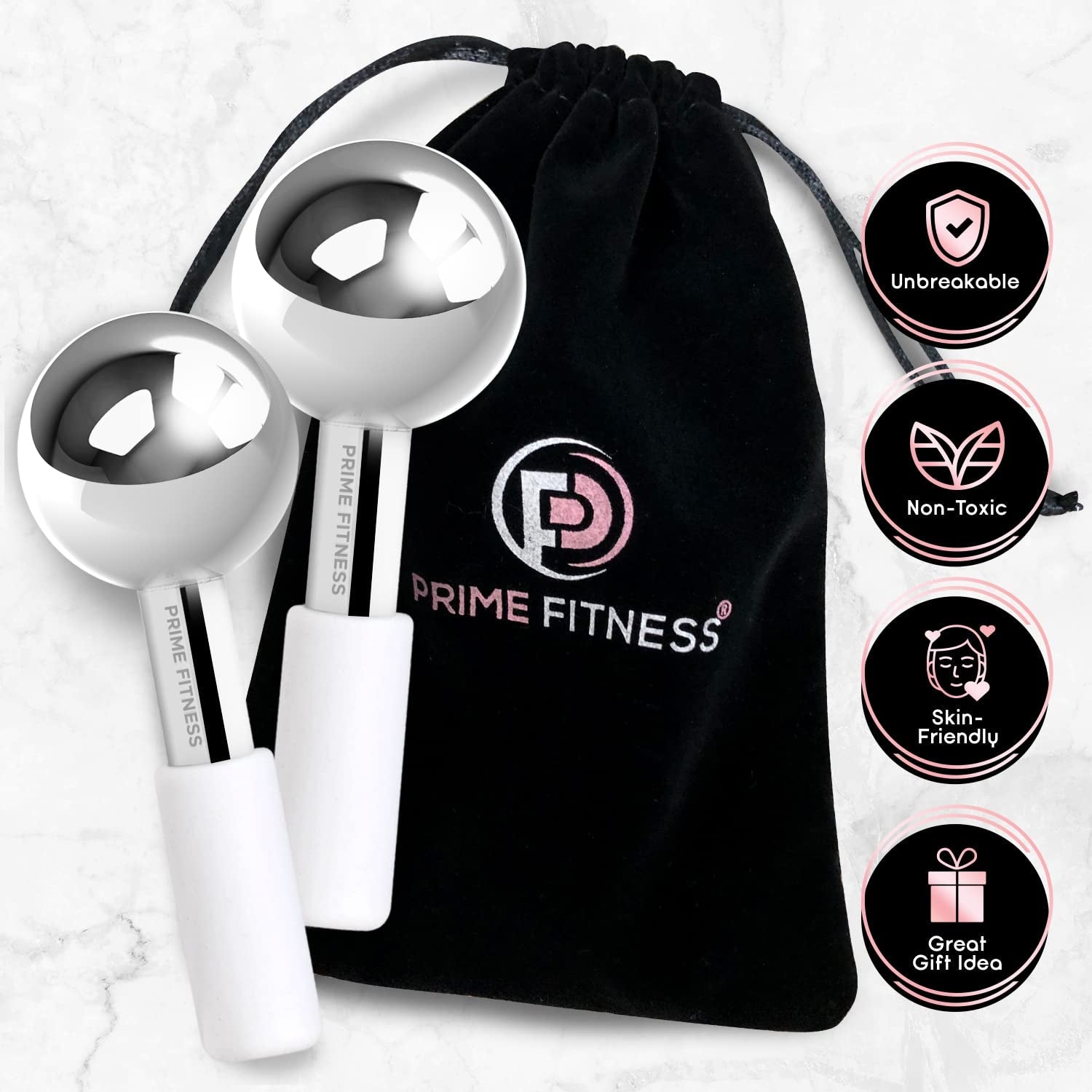 Ice Globes for Facials | Unbreakable Steel Cooling Roller | Cryo Sticks for Face | Massager for Face Neck & Eyes | Skin Care for Dark Circles, Puffiness, Wrinkles, Collagen Production (White) by Korean Skin Care