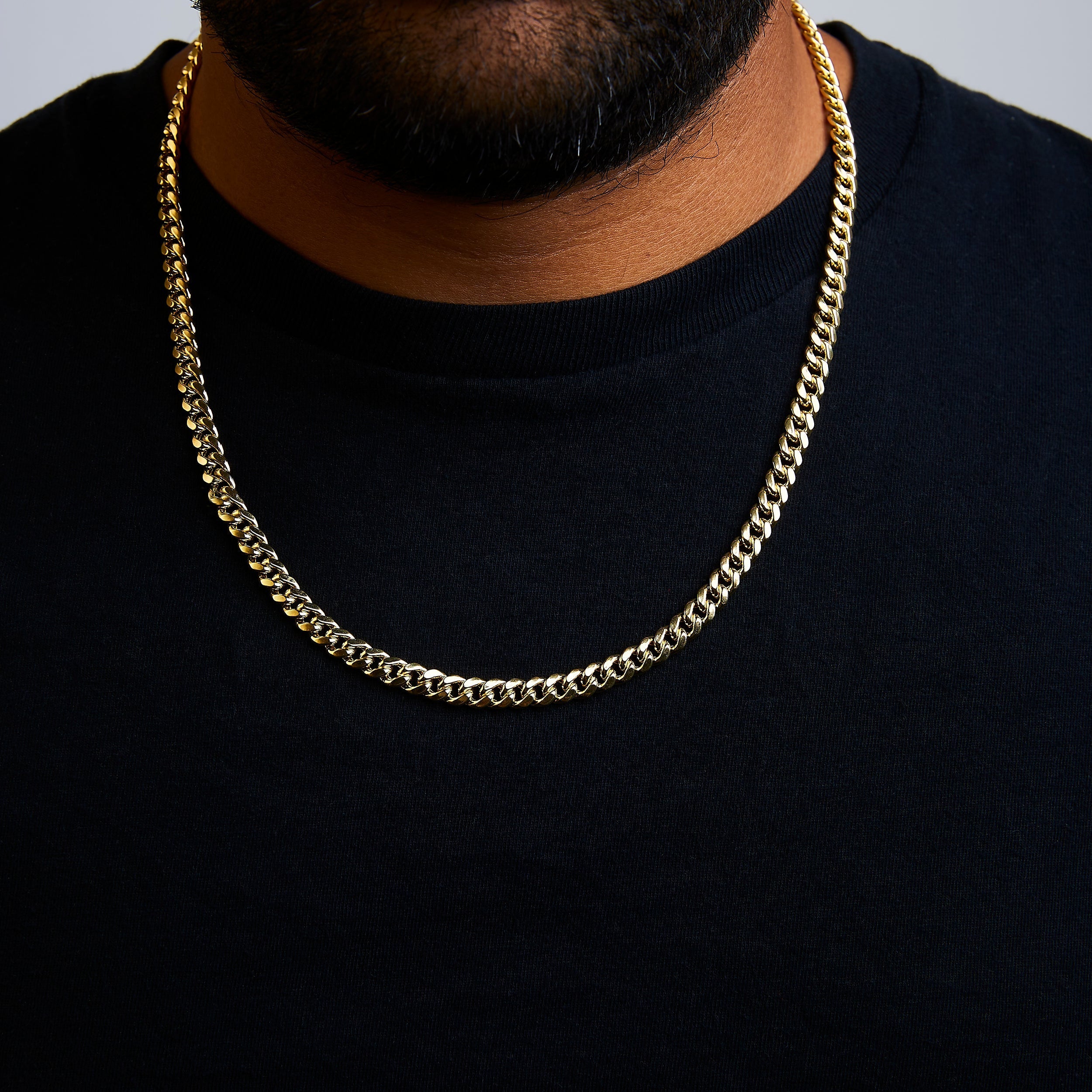 Semi-Solid 14K Yellow Gold 6.1mm Classic Miami Cuban Chain Necklace - 22 Inches DestGlow