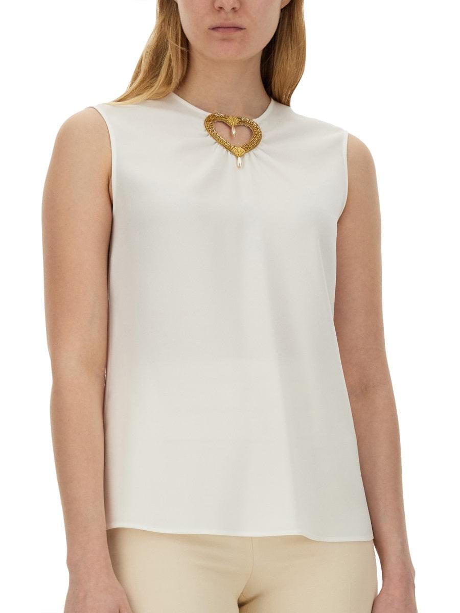 Moschino Women Blouse With Heart Applique DestGlow
