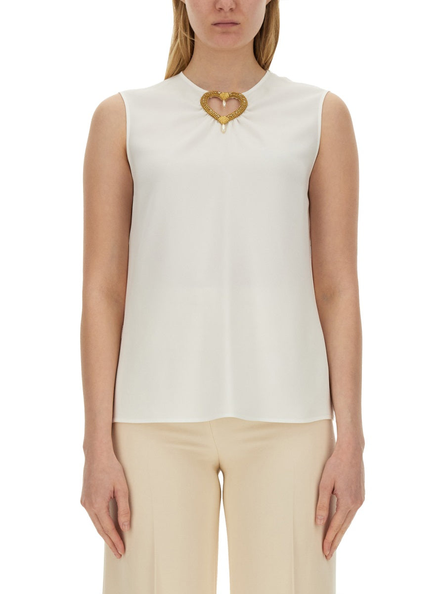 Moschino Women Blouse With Heart Applique by Luosophy