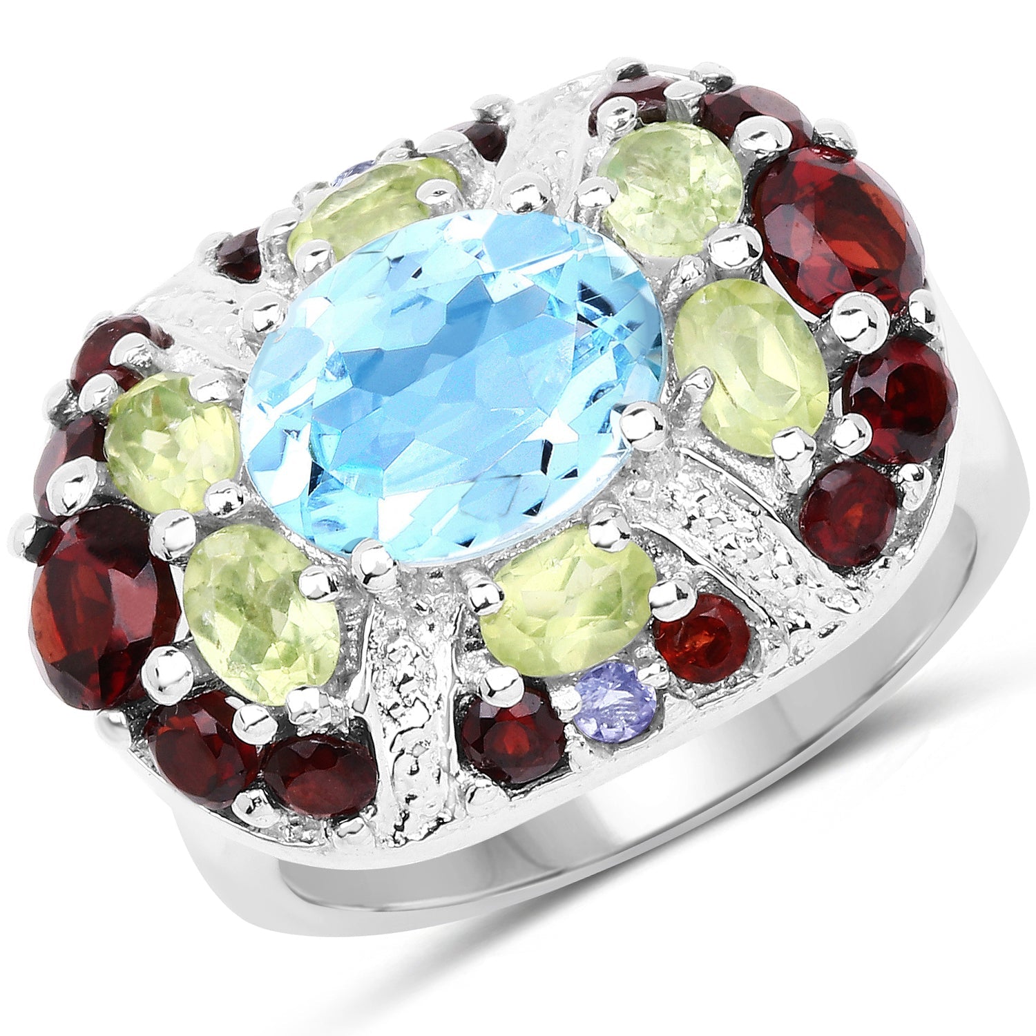 5.43 Carat Genuine Multi Stone .925 Sterling Silver Ring by Bids.com