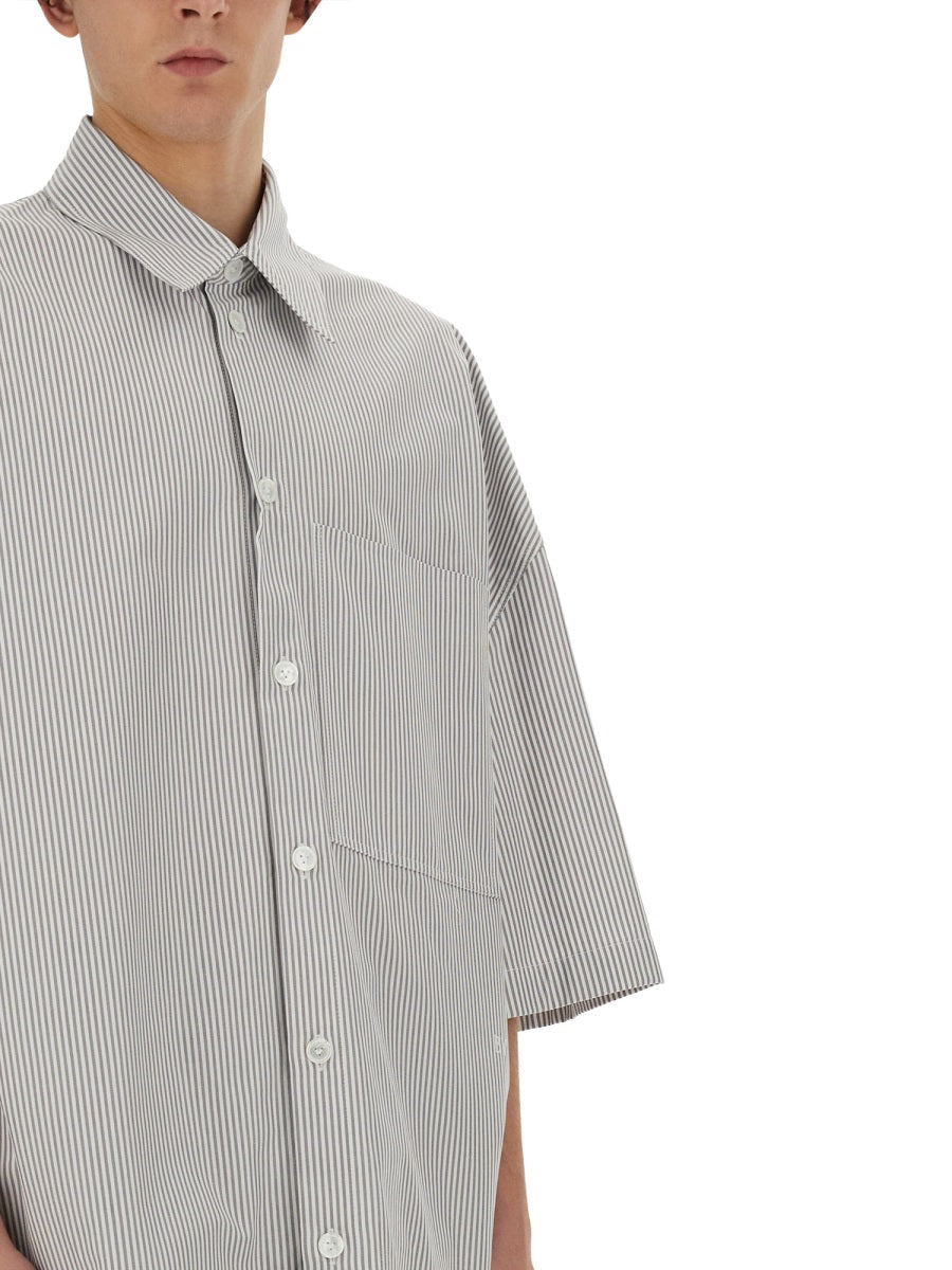 Bottega Veneta Men Striped Overshirt With "Bv" Embroidery by Luosophy