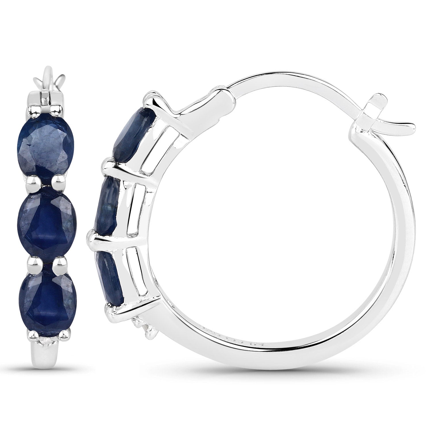 2.05 Carat Genuine Blue Sapphire and White Diamond .925 Sterling Silver Earrings DestGlow