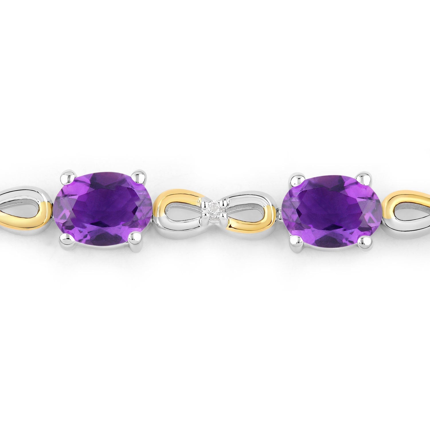 3.27 Carat Genuine Amethyst and White Topaz .925 Sterling Silver Bracelet DestGlow