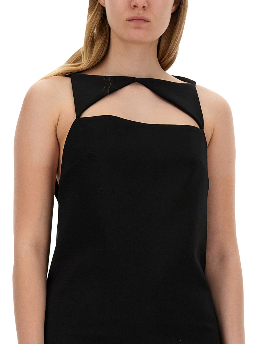 Versace Women Wool Blend Straight Mini Dress With Cut-Out DestGlow