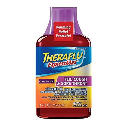 Theraflu Cough & Sore Throat, Berry Flavor 8.3 Oz by Pasteur Pharmacy